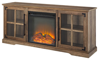 Abigail 60" 2 Door Fireplace Console - Rustic Oak