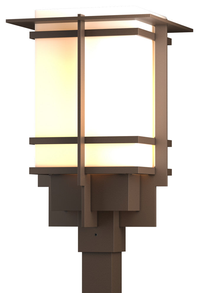 Tourou Large Outdoor Post Light, Coastal Bronze Finish, Opal Glass