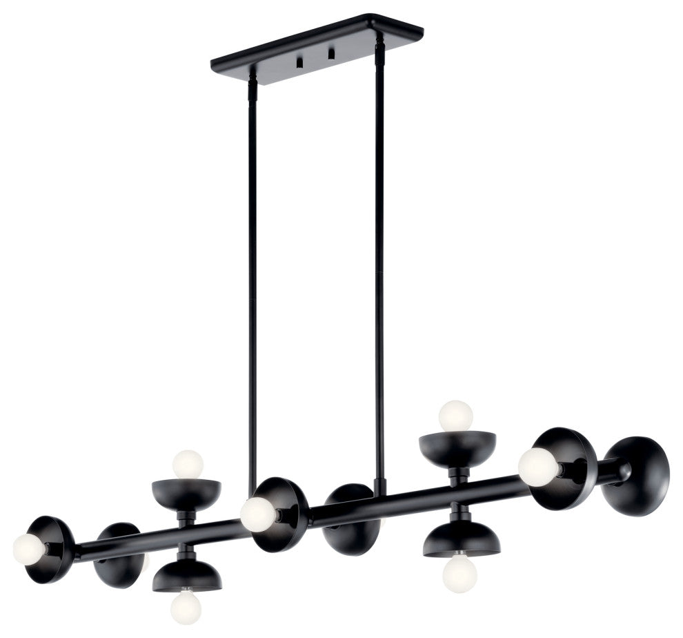 Palta 48" 10 Light Linear Chandelier, Black