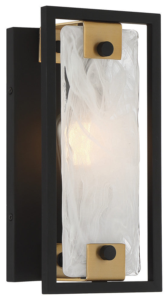 Hayward 1-Light Wall Sconce, Matte Black With Warm Brass Accents