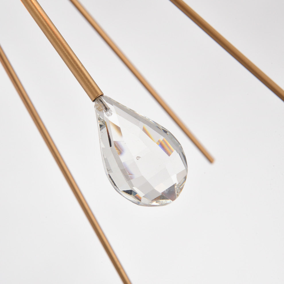 Sami Crystal and Slender Rods Sputnik Chandelier, Shiny Bronze Finish