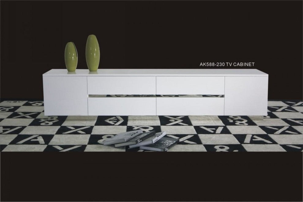 AandX Skyline Modern White Crocodile TV Entertainment Center