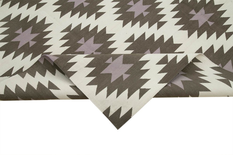 Rug N Carpet - Handmade Wool 7' 11'' x 9' 10'' Geometric Dhurrie Kilim Rug