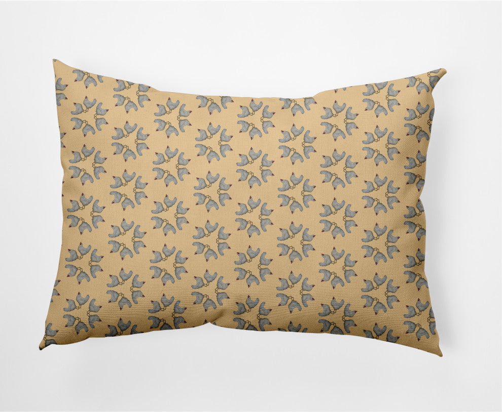 Chickens-go-round Easter Indoor/Outdoor Lumbar Pillow, Corn Yellow, 14x20"