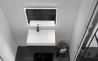 CastelloUSA Amazon 30" Left Wall Mounted Bathroom Vanity Set, Black, White Top, Black Handles