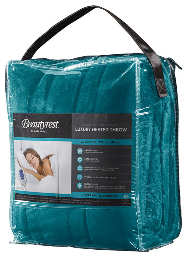 Beautyrest Heated Plush Plush Heated Throw, Teal