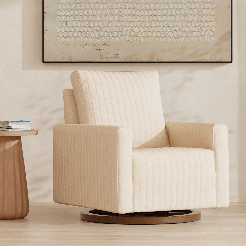 Poe Channeled Swivel Glider, Water Repellent and Stain Resistant, Performance Cream Eco-Weave