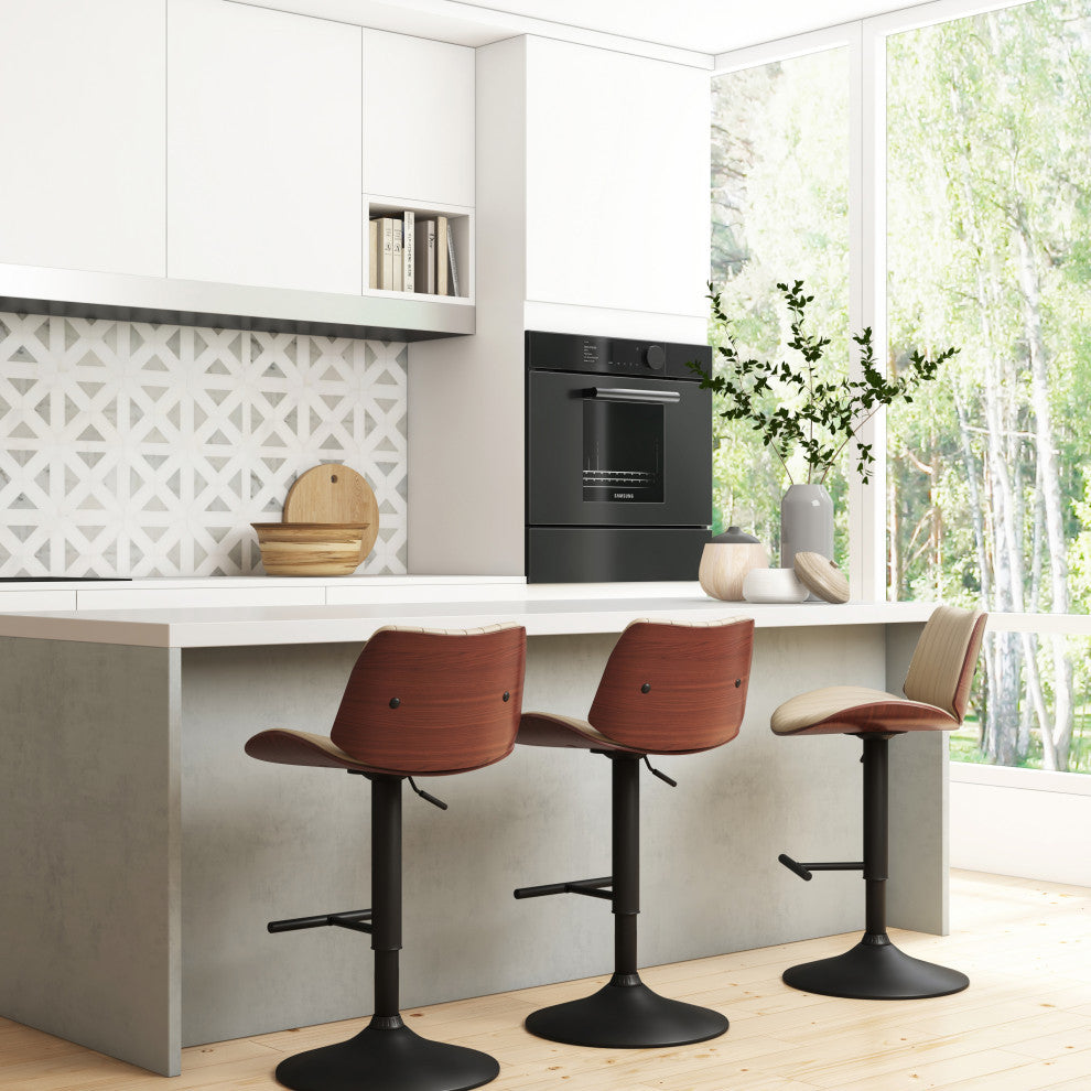 Goulding Adjustable Swivel Bar Stool, Cream Vegan Faux Leather