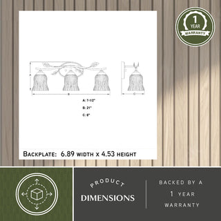 Fairwood 21" 3-Light Rustic Black Bathroom Vanity Fixture, Clear Glass Shade