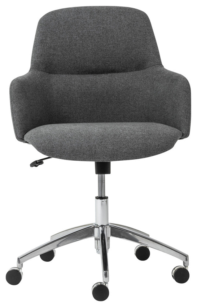 Minna Low Back Office Chair, Polished Aluminum Base, Dark Gray