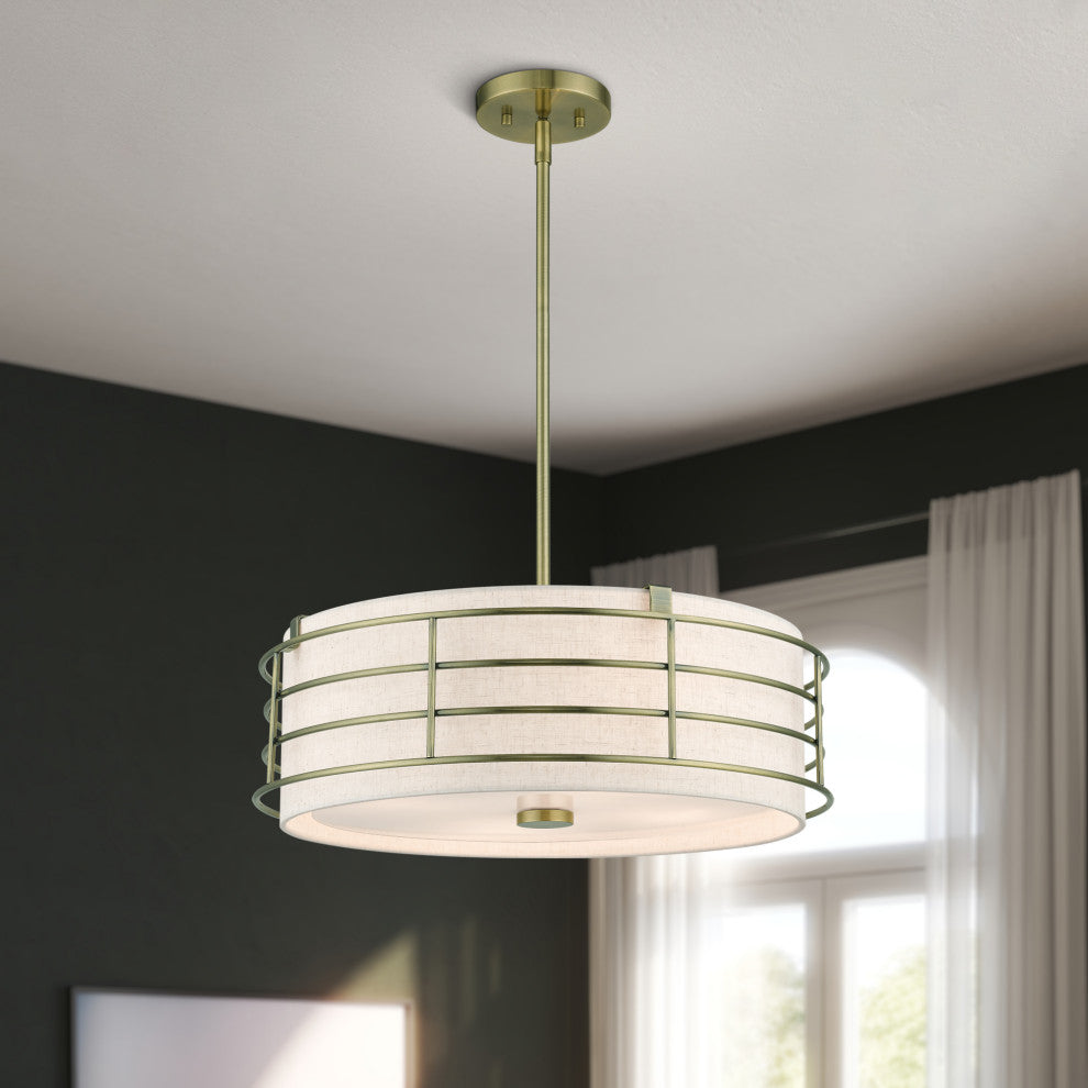 Blanchard 4-Light Antique Brass Pendant Chandelier