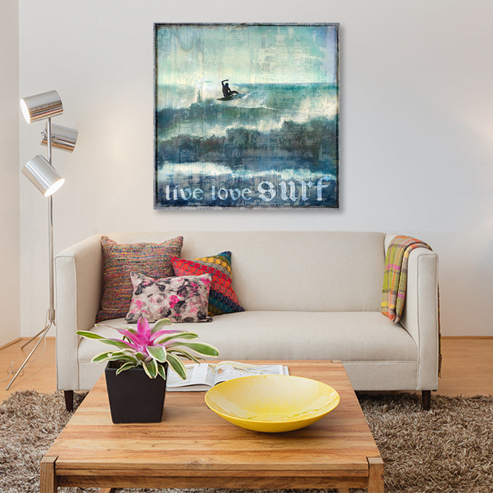 "Live Love Surf" by Charlie Carter, Canvas Print, 37"x37"