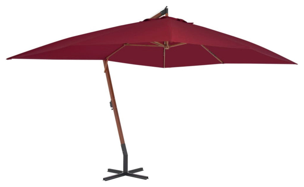 Vidaxl Cantilever Umbrella With Wooden Pole 157.5"x118.1" Bordeaux Red