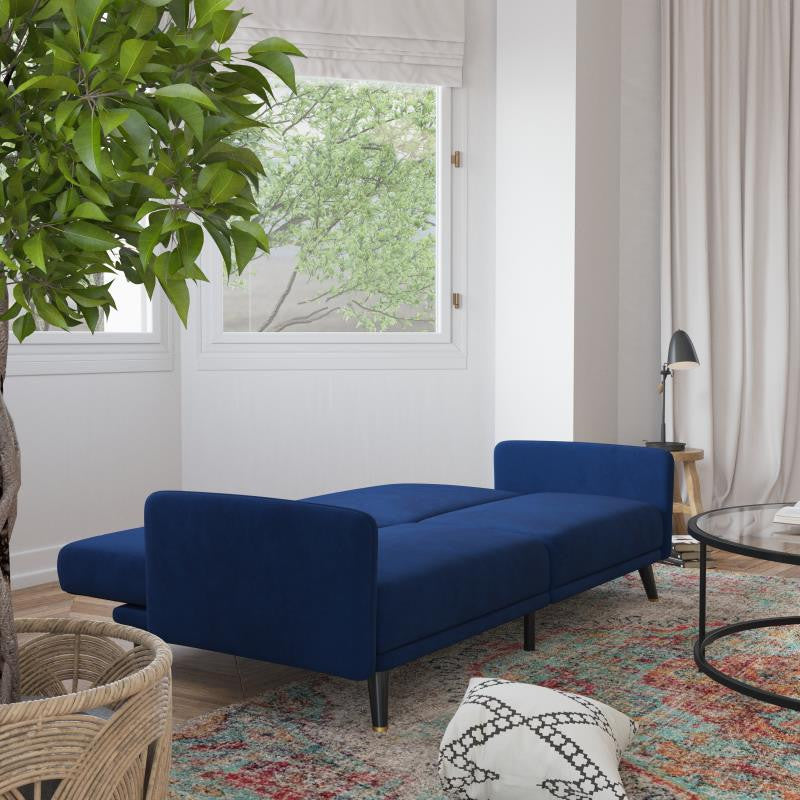 Sophia Premium Split Back Upholstered Sofa Futon, Navy