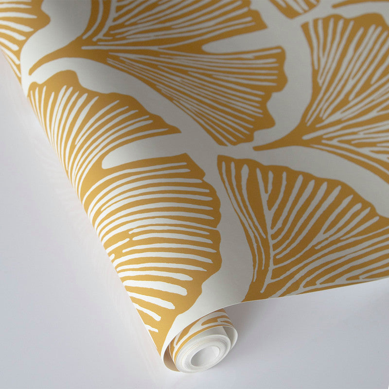 Feather Palm Peel and Stick Wallpaper By Novogratz Golden Mustard Palm Sample