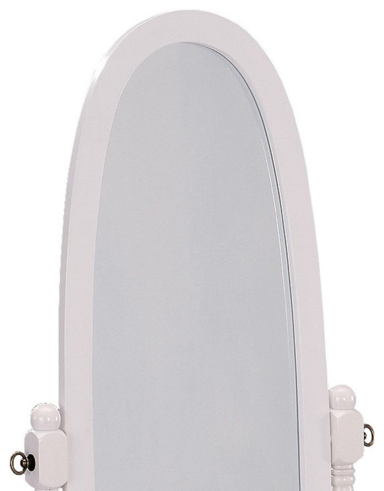 Classic White Finish Cheval Standing Oval Mirror