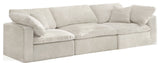 Cozy Velvet Upholstered Comfort 3-Piece Modular Sofa, Cream