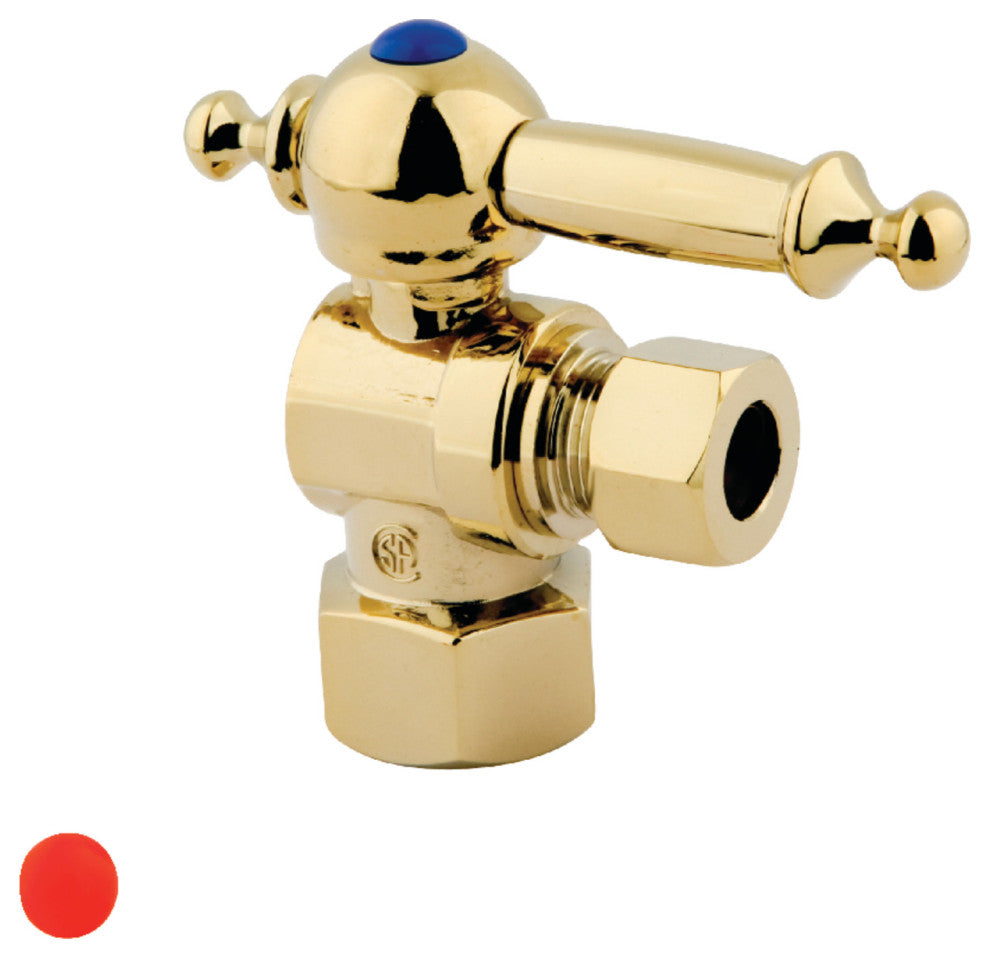 Kingston 1/2" IPS X 3/8" OD Angle Stop Lever Handle, Polished Brass