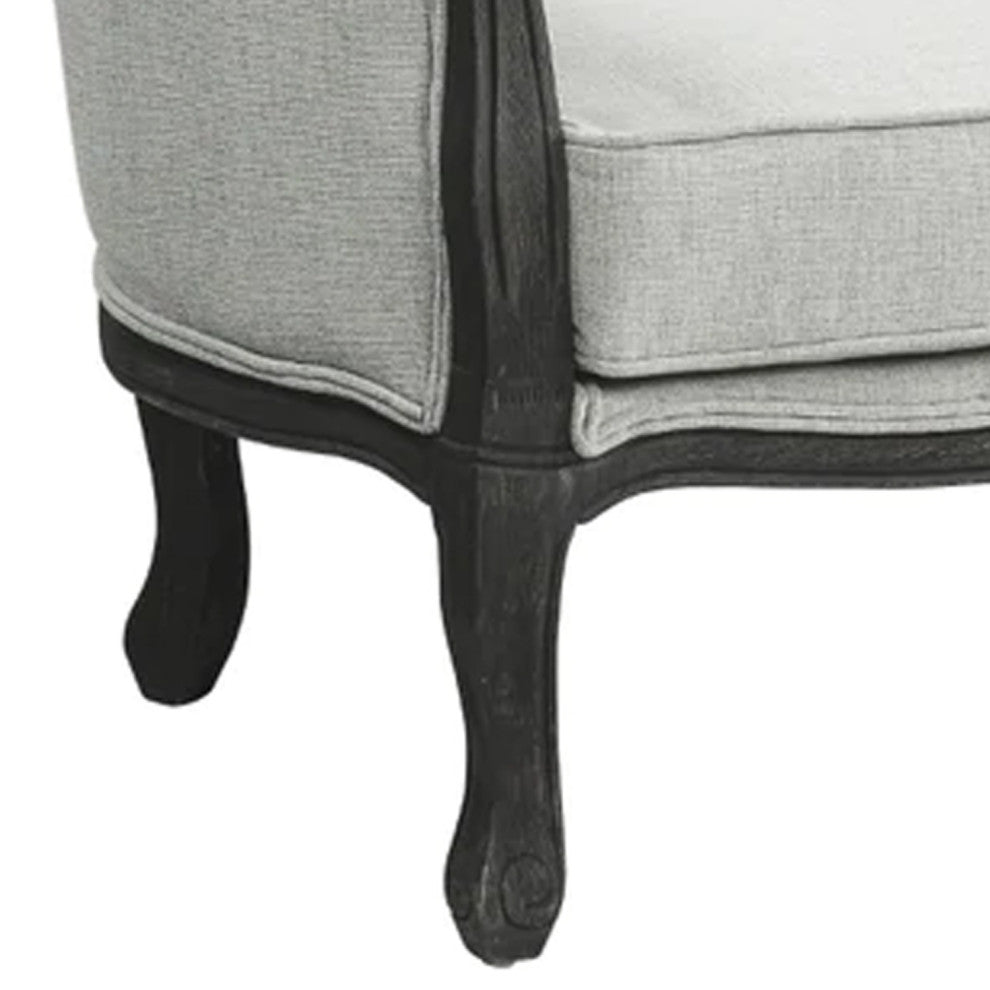 Benzara BM276241 37" Classic Accent Chair, Button Tufted Fabric, Gray/Brown