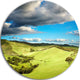 Pasture Under Cloudy Sky, Landscape Photo Disc Metal Artwork, 38"