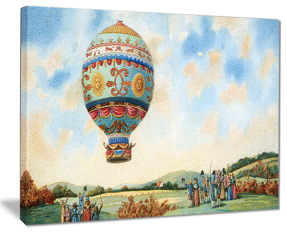 "Hot Air Balloon Illustration" Digital Art Canvas Print, 20"x12"