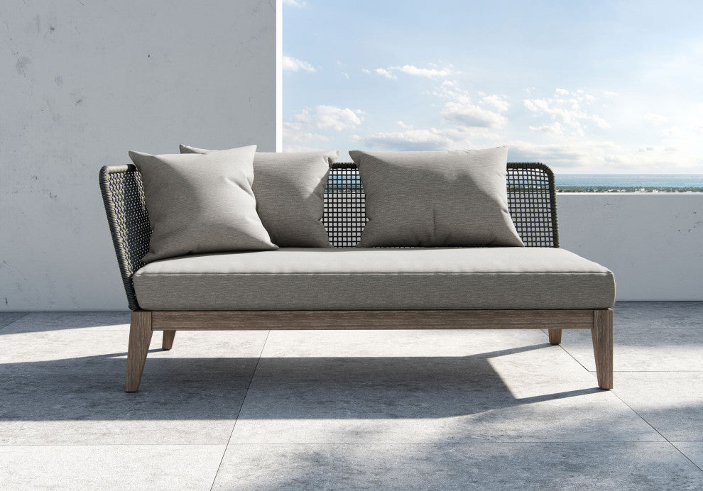 Netta Left Arm Sofa, Dark Gray Cord and Weathered Eucalyptus
