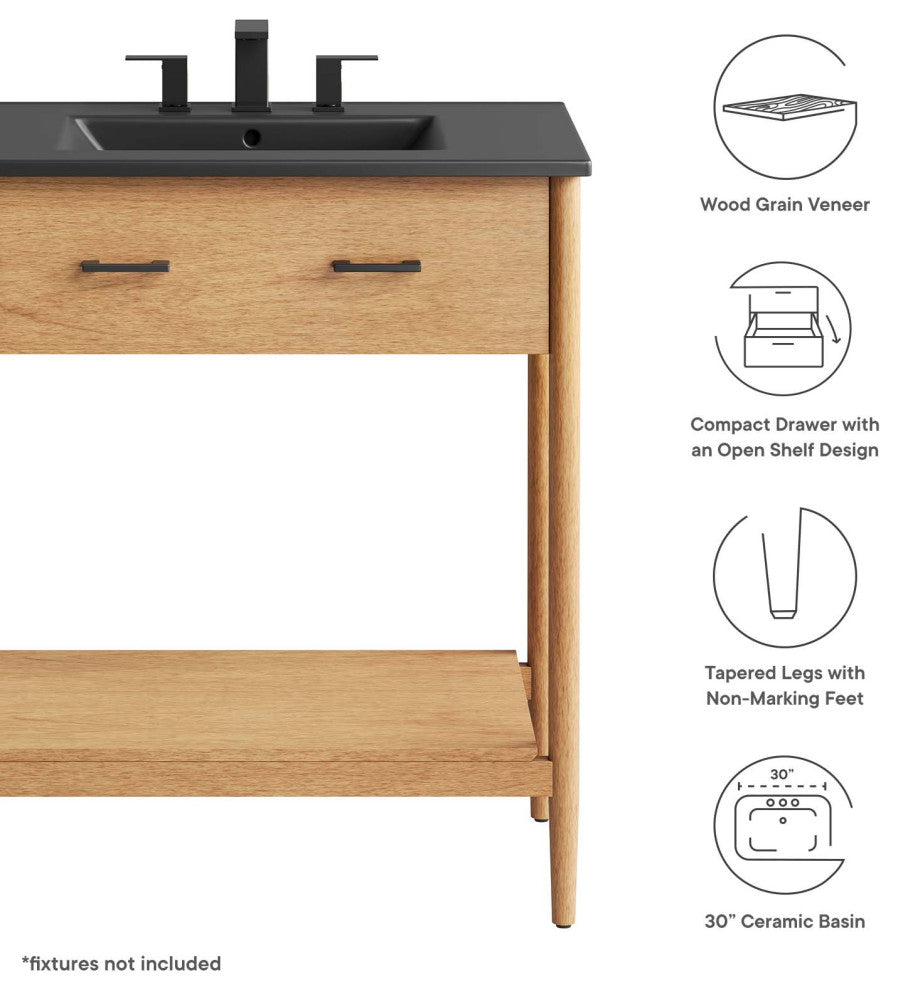 Zaire 30" Bathroom Vanity - Natural Black