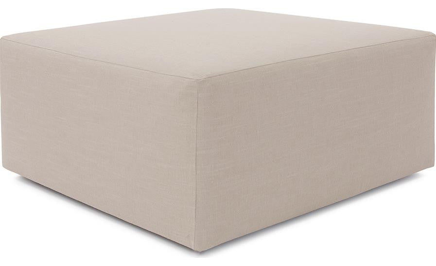 Hand-Finished Linen Ottoman, Natural Brown