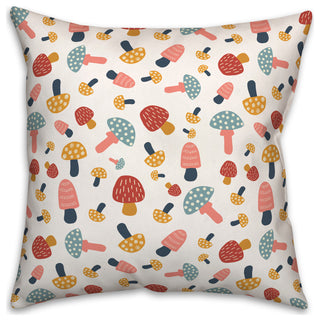 Colorful Cute Mushroom Pattern 3 18x18 Spun Poly Pillow