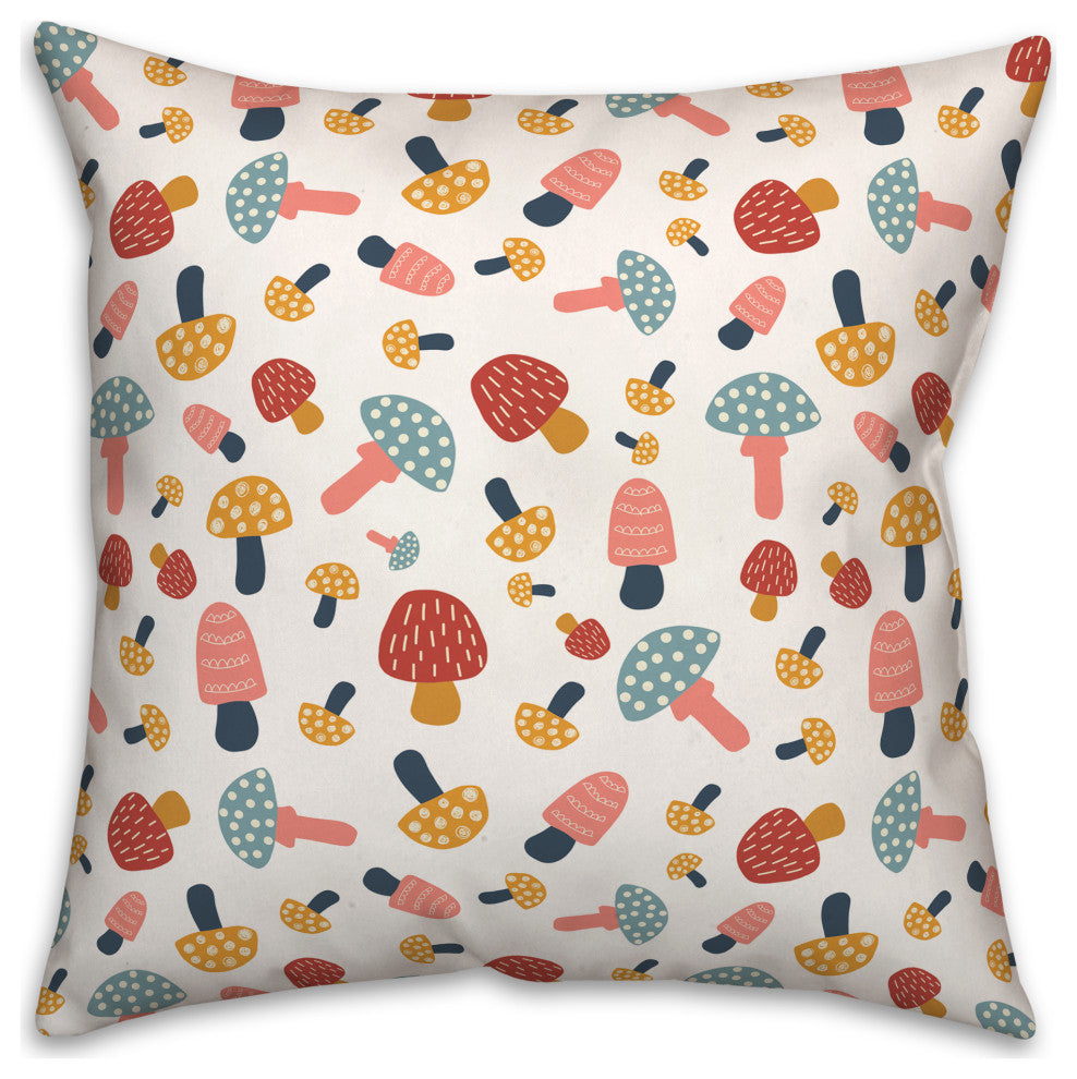Colorful Cute Mushroom Pattern 3 18x18 Spun Poly Pillow
