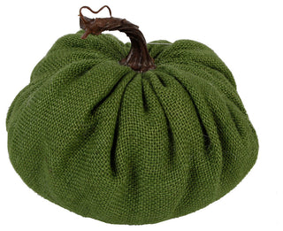 8.5" Burlap Pumpkin, XL, Green, XL