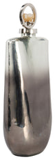 Glass, 19" Metallic Bottle, Stone Top, Silver
