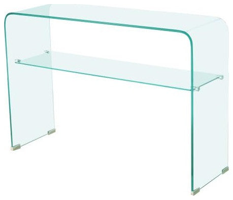 Waterfall Coffee Table with Glass Top Shelf