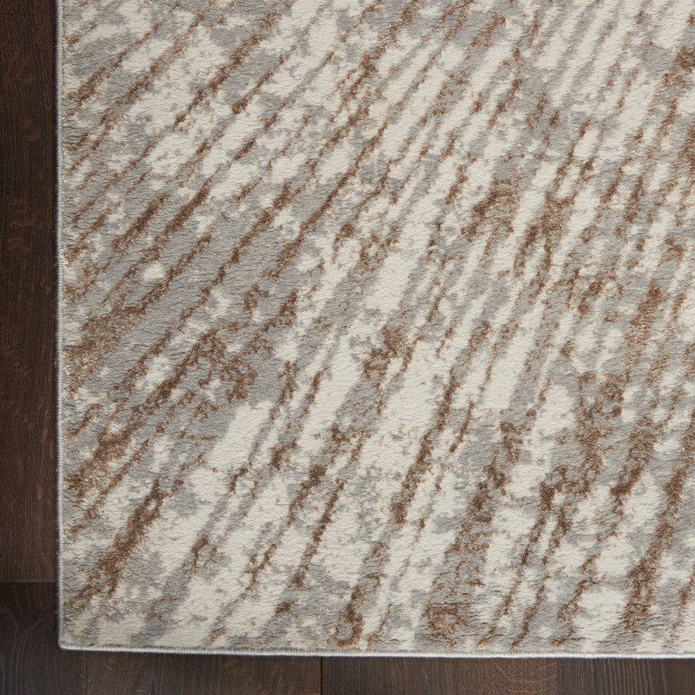 Nourison Glow 9' x 12' Grey Mocha Glam Indoor Rug