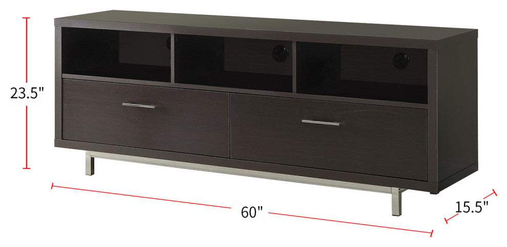 Cappuccino TV Console with 2 Drawers and Open Shelf