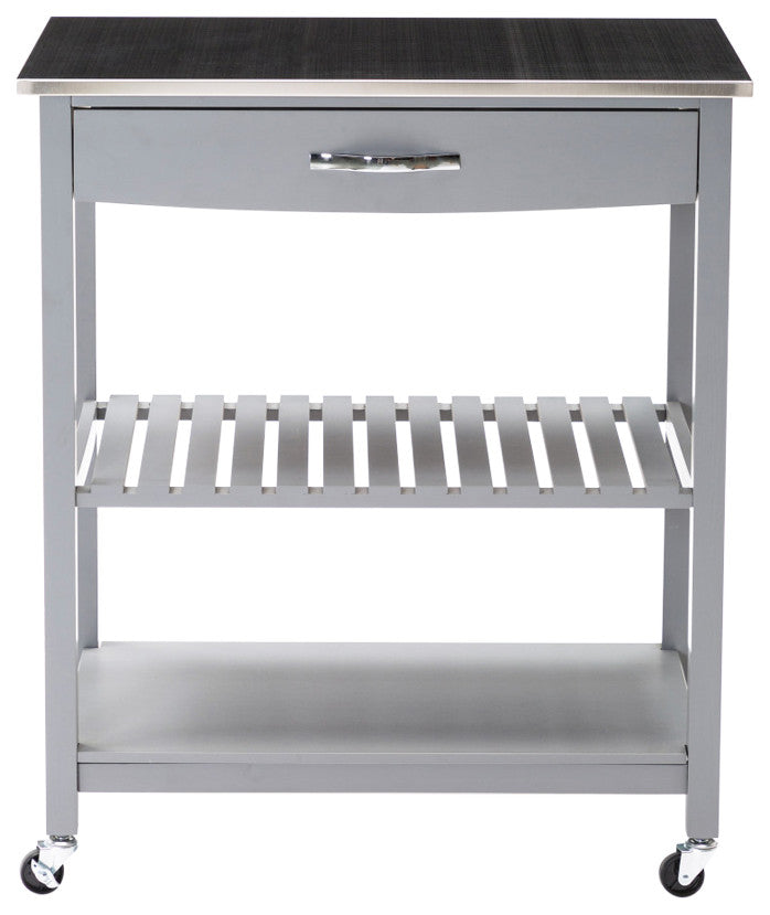 Holland kitchen cart with stainless steel top, gray