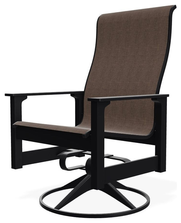 Leeward Sling Outdoor Swivel Rocker, Mocha/Black