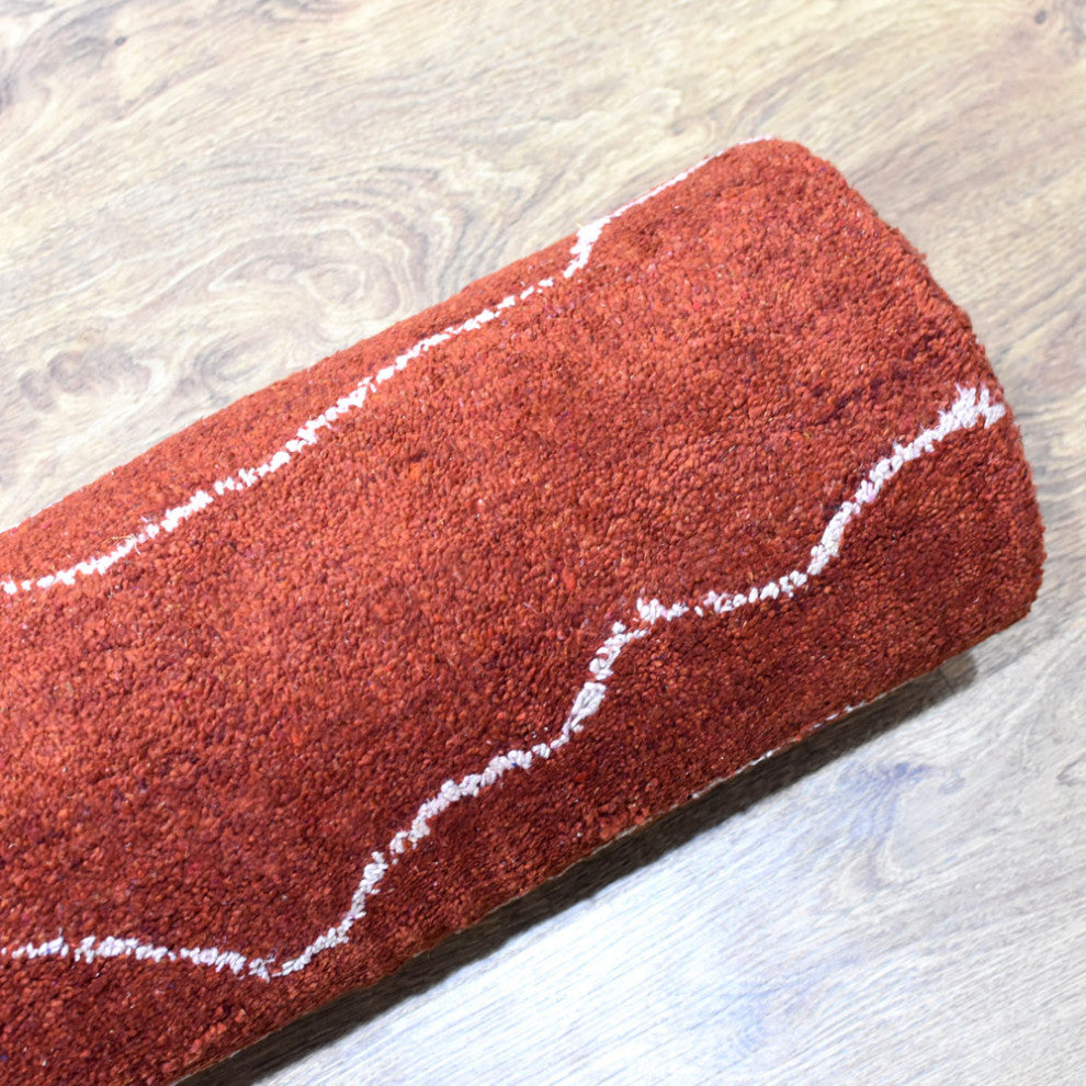 HAND KNOTTED LOOM SILK  RUGS-6'7''x9'10'',Rectangle,Light Red White,Contemporary