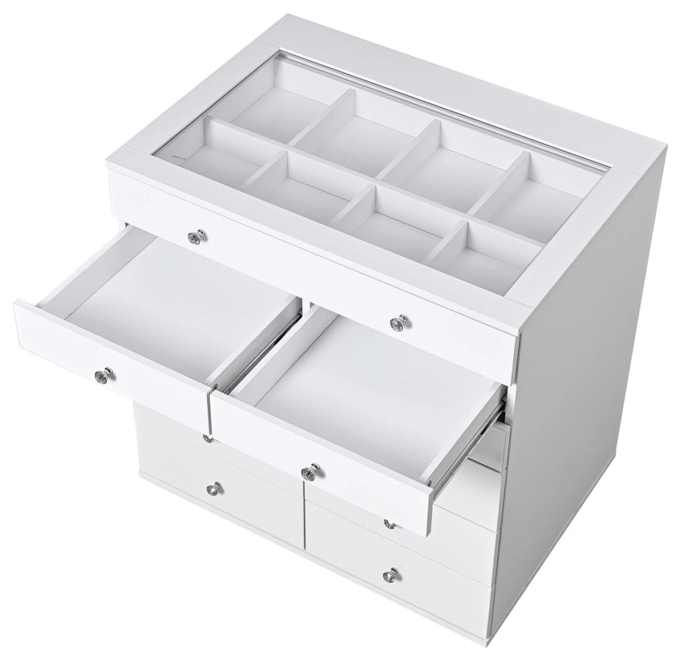 Slaystation Display Chest With Drawers, Bright White