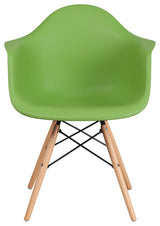 Alonza Series Green Plastic Chair, Wood Base