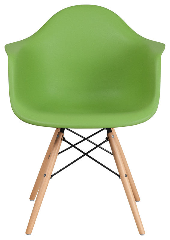 Alonza Series Green Plastic Chair, Wood Base