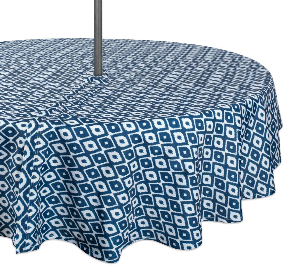 DII Blue Ikat Outdoor Tablecloth With Zipper 52 Round