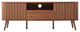 Curved TV Stand, Drawer and Storage Doors Fits TVs up to 75", Management, Walnut