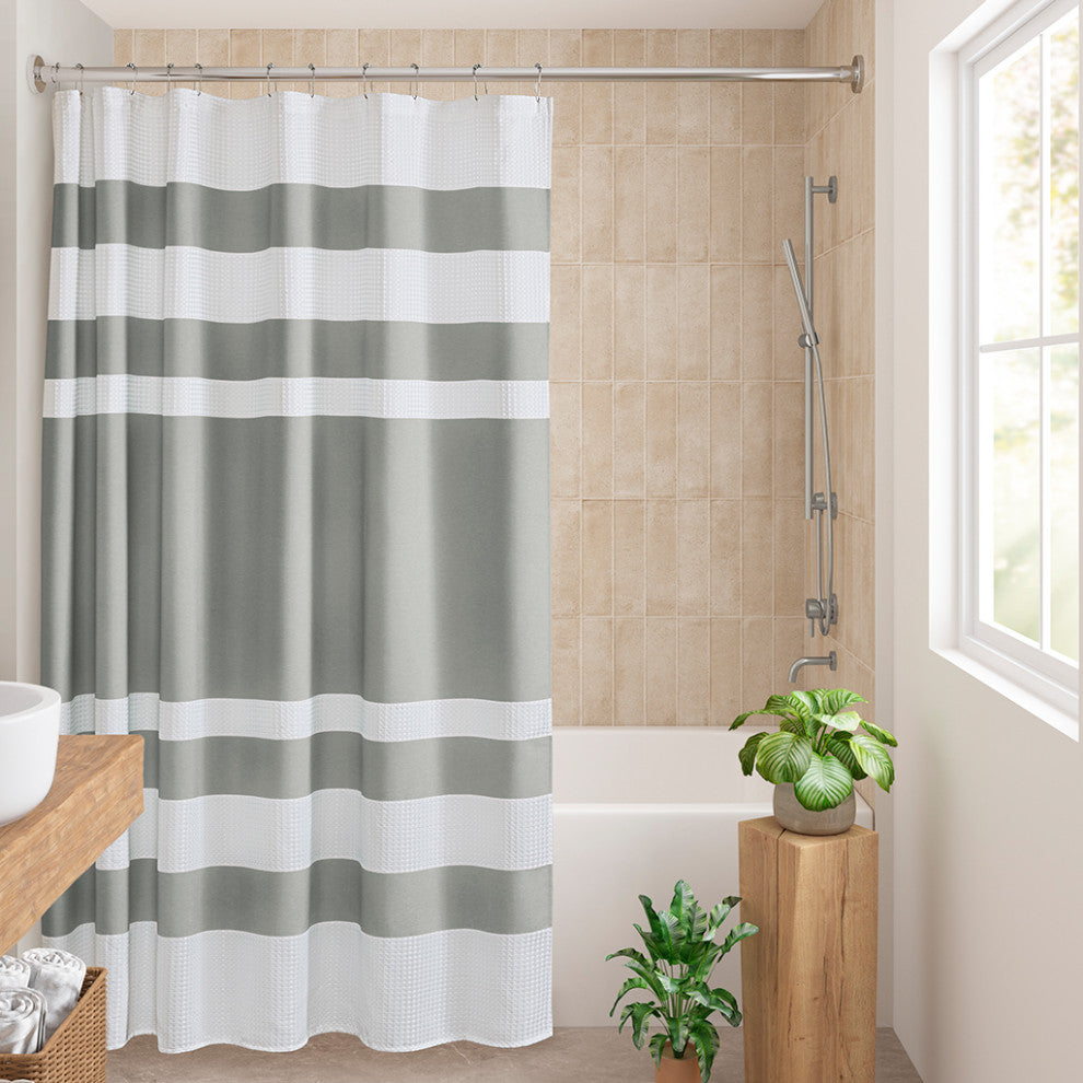 Madison Park Spa Waffle Shower Curtain With 3M Treatment