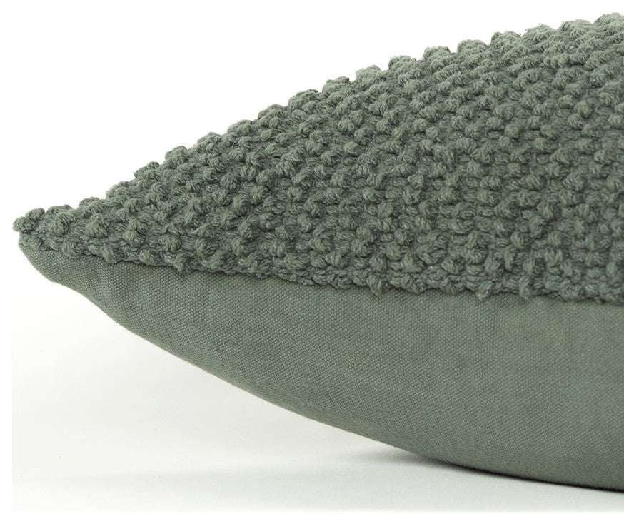 Olive Green Nubby Textured Modern Throw Pillow