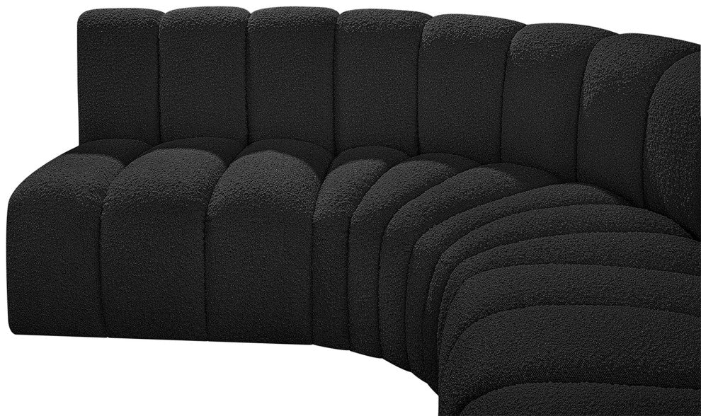 Arc Boucle Fabric Upholstered 5-Pc. U-Shaped Modular Sectional, Black