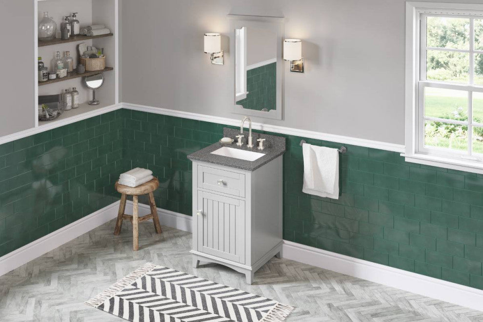 Savino Modern 24" Grey Single Sink Vanity, Boulder Cultured Marble Vanity Top