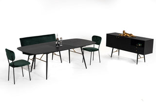 Modrest Billy Modern Black Oak and Gold Extendable Dining Table