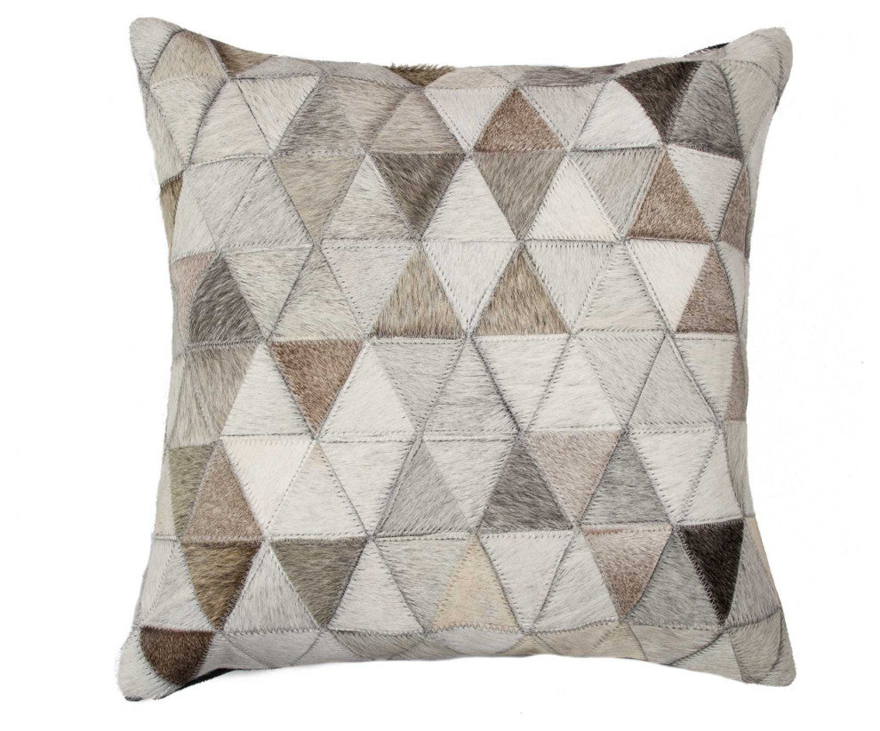 18"x18"x5" Superlative Gray Torino Kobe Cowhide Pillow