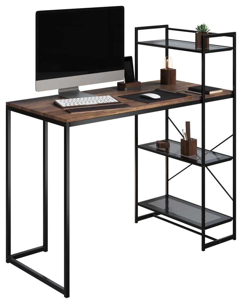 All-in-One Computer Desk, Shelves Modern Industrial Stylefor Home Office